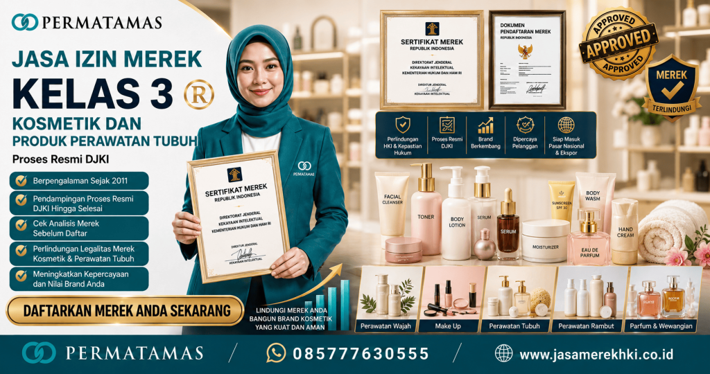 Kelas 3 Merek Produk untuk Parfum, Deodoran, dan Produk Perawatan Tubuh Resmi DJKI: Jasa Pendaftaran Merek HKI Resmi DJKI