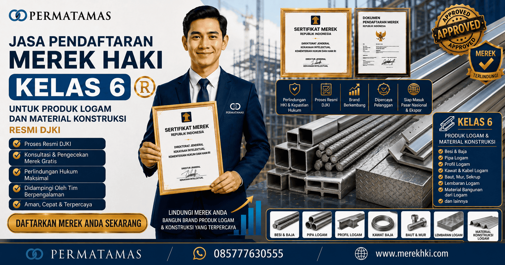 Jasa Konsultasi Pengajuan Merek HAKI Kelas 6 untuk Produk Logam