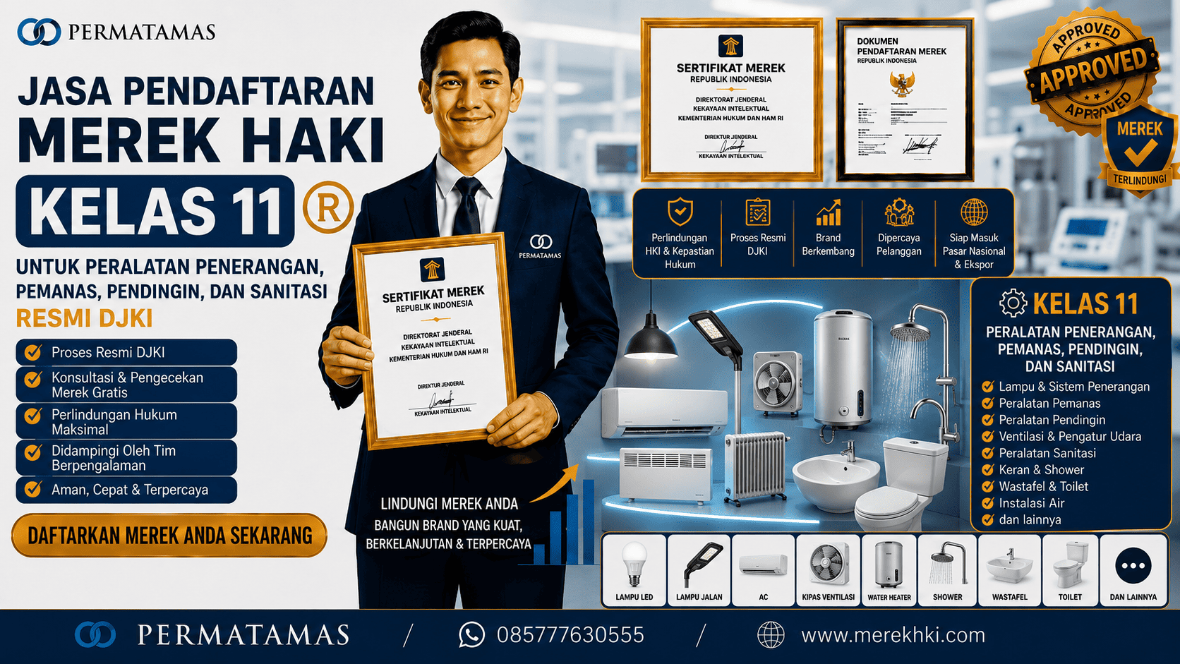 Layanan Pengurusan Merek HAKI Kelas 11 bagi Produsen Lampu dan Peralatan Sanitasi