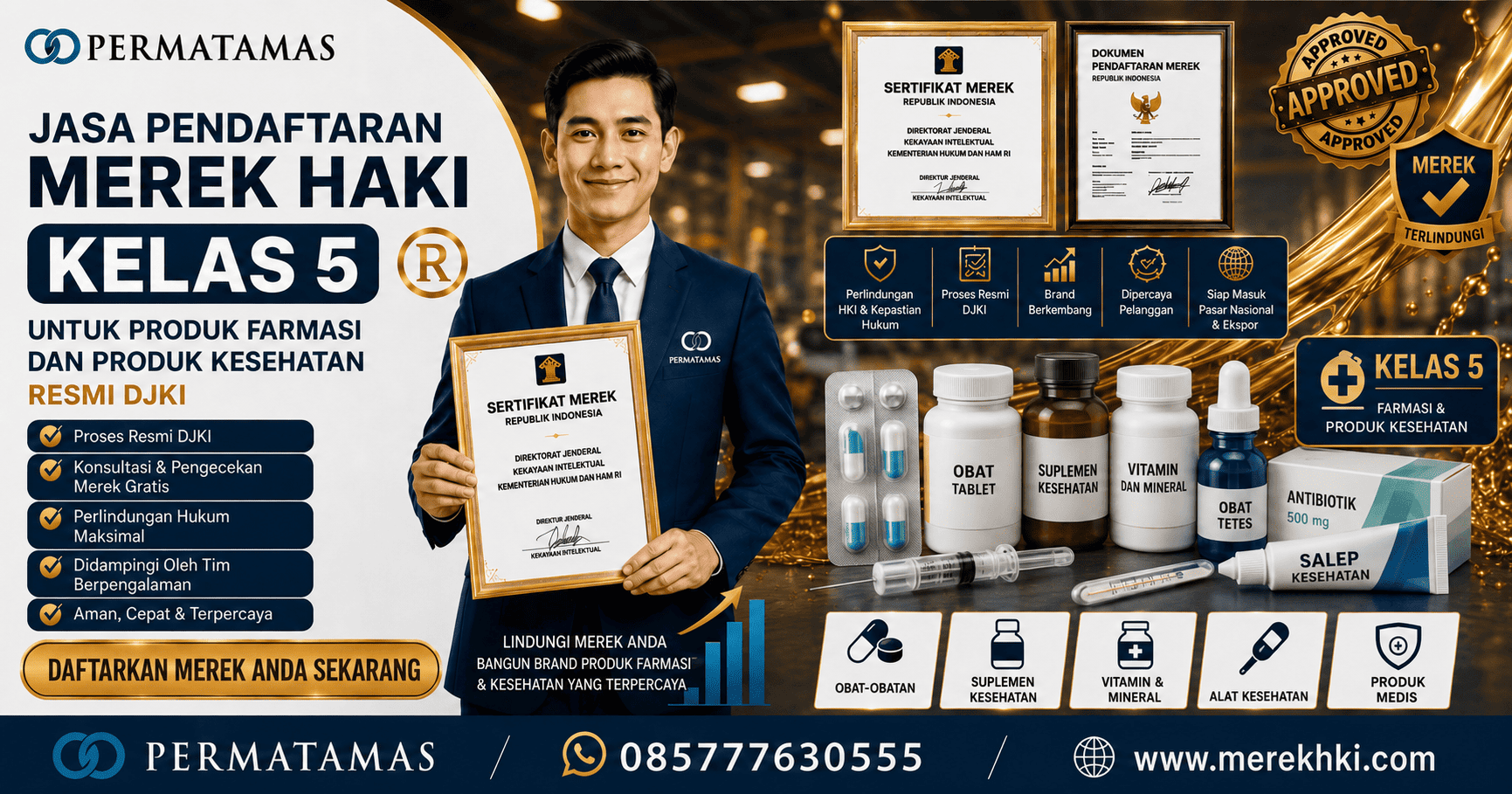 Jasa Pendaftaran Merek HAKI Kelas 5 untuk Produk Farmasi dan Produk Kesehatan Resmi DJKI, Update Biaya Pendaftaran Merek HAKI Kelas 5 Obat dan Suplemen Tahun 2026
