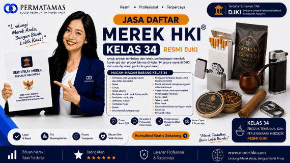 Jasa Daftar Merek HKI Kelas 34 untuk Rokok, Tembakau, Cerutu, dan Produk Tembakau Resmi DJKI