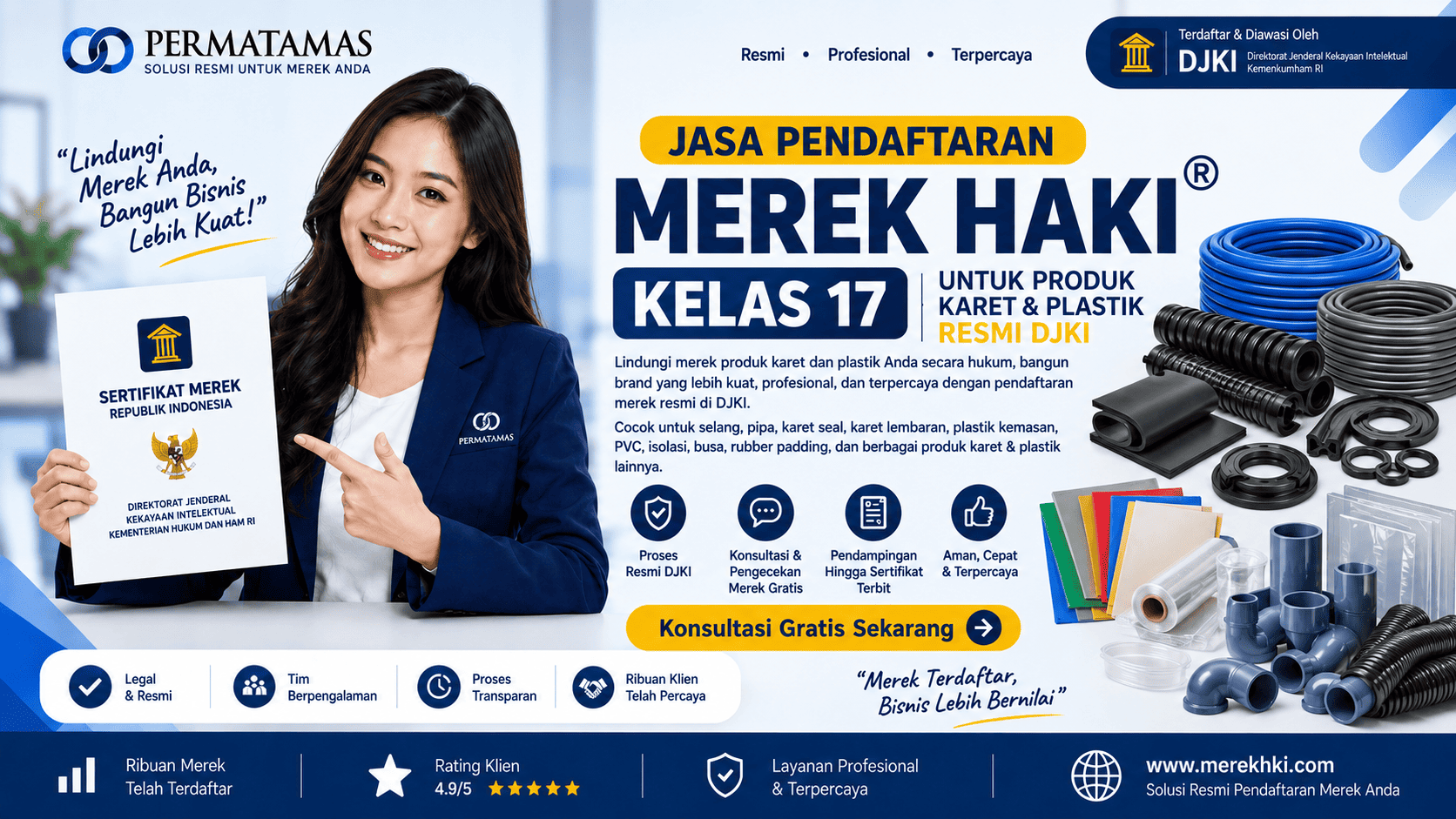 Persyaratan Mendaftarkan Merek HAKI Kelas 17 untuk Produk Karet Industri