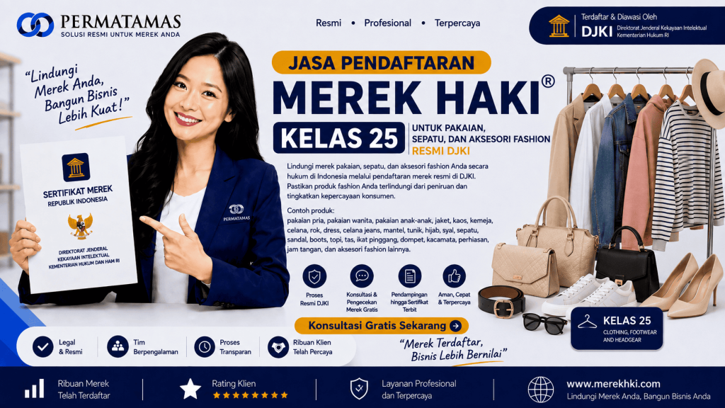 Kelas 25 Merek Produk untuk Topi, Hijab, Pakaian Olahraga, dan Busana Anak Resmi DJKI: Jasa Pendaftaran Merek HKI Resmi DJKI