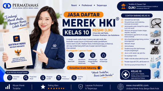 Jasa Daftar Merek HKI Kelas 10 untuk Alat Medis, Peralatan Kedokteran, dan Instrumen Kesehatan Resmi DJKI