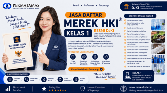 Kelas 1 Merek Produk untuk Bahan Kimia Industri, Pupuk, Bahan Kimia Pertanian, dan Bahan Kimia Sains Resmi DJKI: Jasa Pendaftaran Merek HKI Resmi DJKI